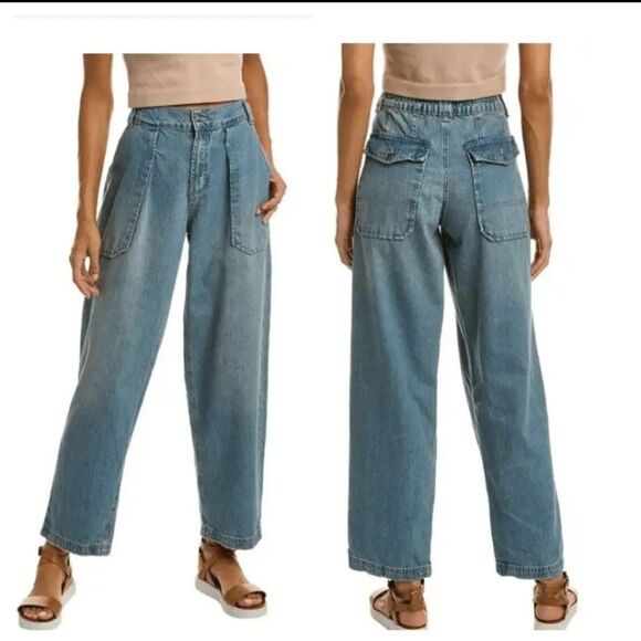 FREE PEOPLE Maeve Low Slung Oversized Denim Jeans size Small - Picture 1 of 9